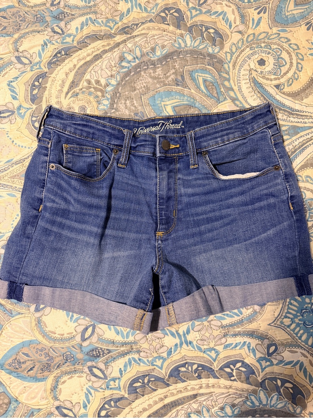 Universal Thread Blue Rolled-Hem Denim Shorts